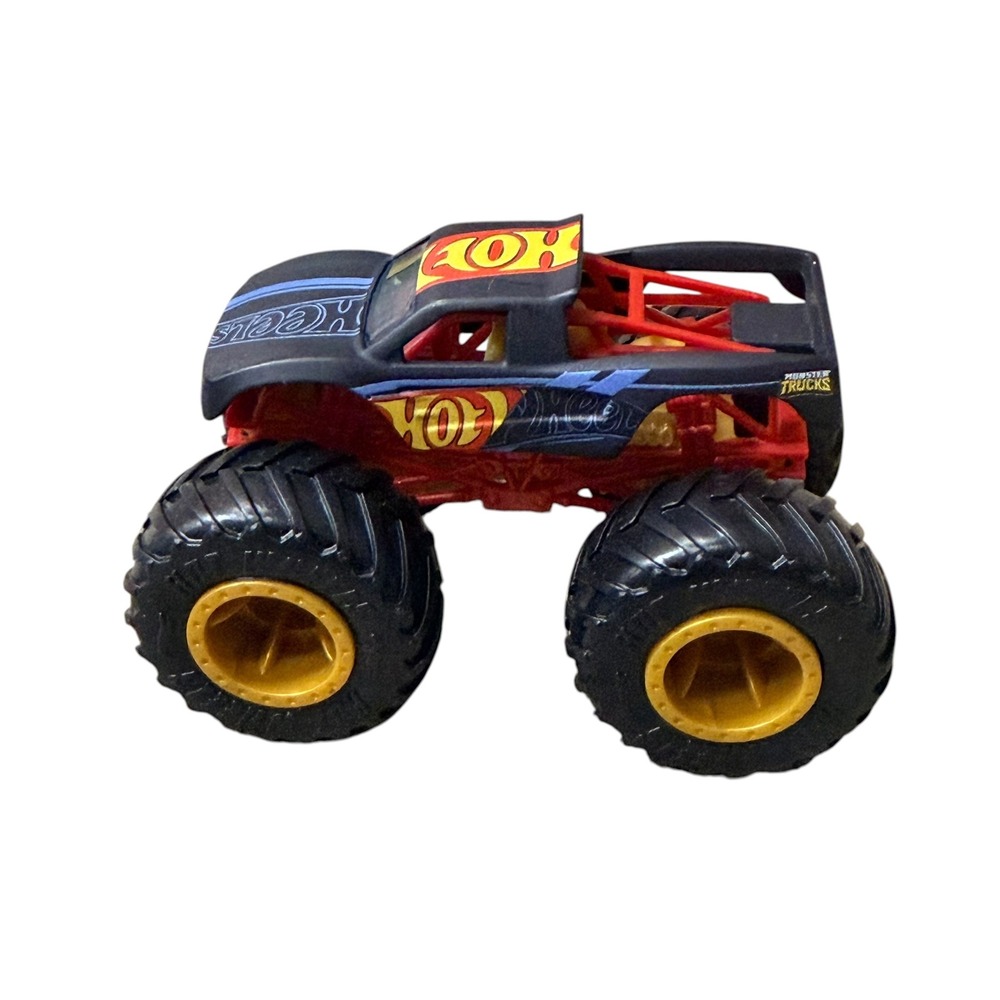 Hot Wheels Monster Trucks Matte Black‎ Red Gold 1:64 Scale Die-Cast Toy Truck